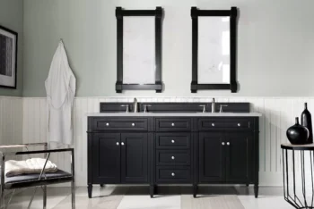 Brittany 72" Double Vanity, Black Onyx w/ 3 CM Eternal Serena Quartz Top - Image 2