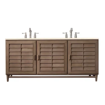 Portland 72" Double Vanity Whitewashed Walnut w/ 3 CM Eternal Marfil Quartz Top