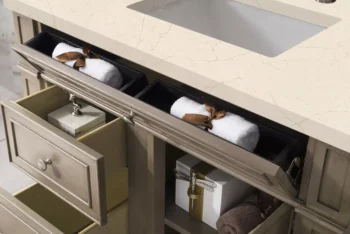 Bristol 36" Single Vanity, Whitewashed Walnut w/ 3 CM Eternal Marfil Quartz Top - Image 4