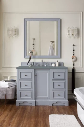 De Soto 48" Single Vanity, Silver Gray w/ 3 CM Cala Blue Quartz Top - Image 2