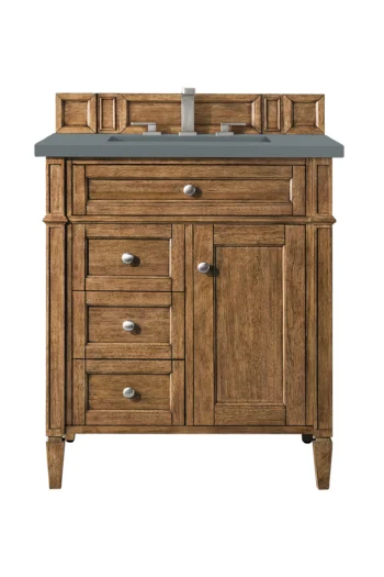 Brittany 30" Single Vanity, Saddle Brown, w/ 3 CM Cala Blue Top