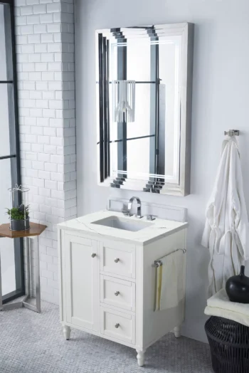 Copper Cove Encore 30" Single Vanity, Bright White w/ 3 CM Ethereal Noctis Quartz Top - Image 3