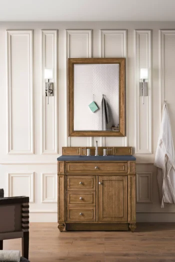 Bristol 36" Single Vanity, Saddle Brown w/ 3 CM Charcoal Soapstone Quartz Top - Image 2