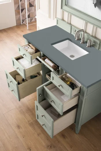 Brittany 48" Single Vanity, Sage Green w/ 3 CM Cala Blue Quartz Top - Image 4