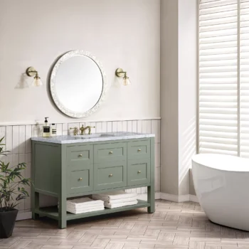 Breckenridge 48" Single Vanity, Smokey Celadon w/ 3 CM Carrara Marble Top - Image 3