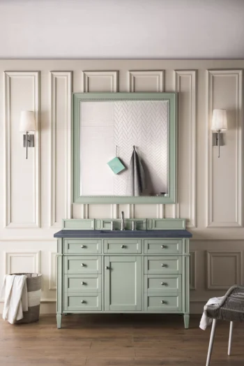 Brittany 48" Single Vanity, Sage Green w/ 3 CM Charcoal Soapstone Quartz Top - Image 2
