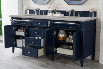 Brittany 72" Double Vanity, Victory Blue w/ 3 CM Eternal Serena Quartz Top - Image 4