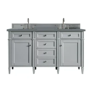 Brittany 60″ Double Vanity, Urban Gray w/ 3 CM Cala Blue Top