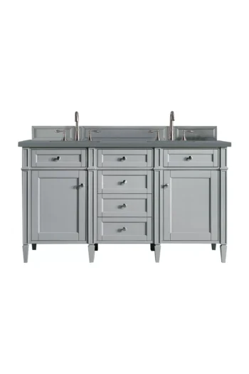 Brittany 60" Double Vanity, Urban Gray w/ 3 CM Cala Blue Top