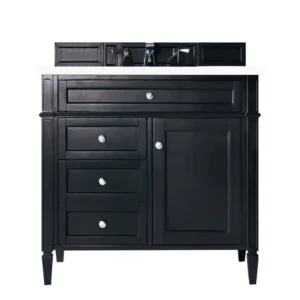 Brittany 36″ Single Vanity, Black Onyx w/ 3 CM White Zeus Quartz Top