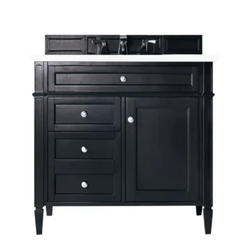 Brittany 36" Single Vanity, Black Onyx w/ 3 CM White Zeus Quartz Top