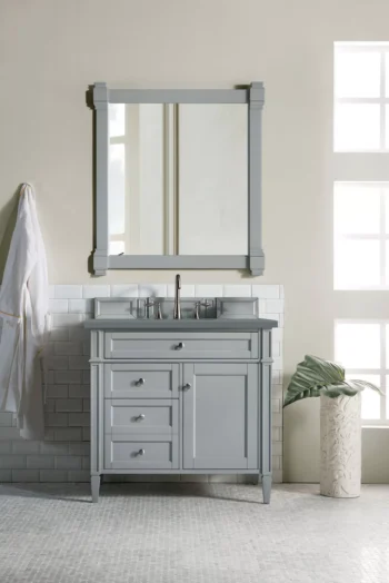 Brittany 36" Single Vanity, Urban Gray w/ 3 CM Cala Blue Top - Image 2