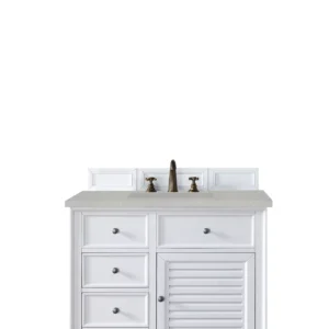 Savannah 36″ Single Vanity, Bright White w/ 3 CM Eternal Serena Quartz Top