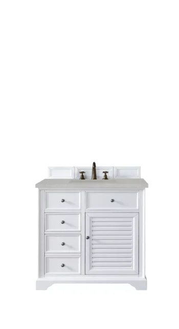 Savannah 36" Single Vanity, Bright White w/ 3 CM Eternal Serena Quartz Top