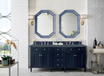Brittany 72" Double Vanity, Victory Blue w/ 3 CM Charcoal Soapstone Quartz Top - Image 2