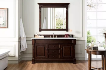 Brookfield 60" Single Vanity, Burnished Mahogany w/ 3 CM Ethereal Noctis Quartz Top - Image 2