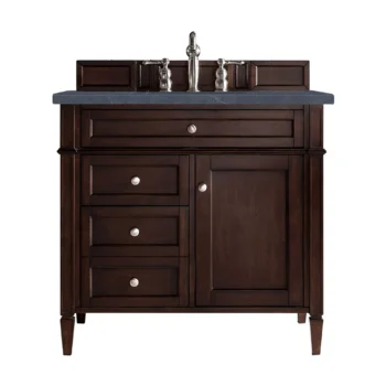 Brittany 36" Single Vanity, Burnished Mahogany w/ 3 CM Charcoal Soapstone Quartz Top