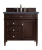 Brittany 36″ Single Vanity, Burnished Mahogany w/ 3 CM Charcoal Soapstone Quartz Top