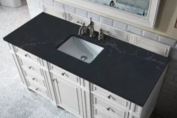Bristol 60" Single Vanity, Bright White w/ 3 CM Charcoal Soapstone Quartz Top - Image 3