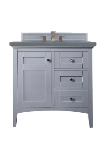 Palisades 36" Single Vanity, Silver Gray w/ 3 CM Cala Blue Top