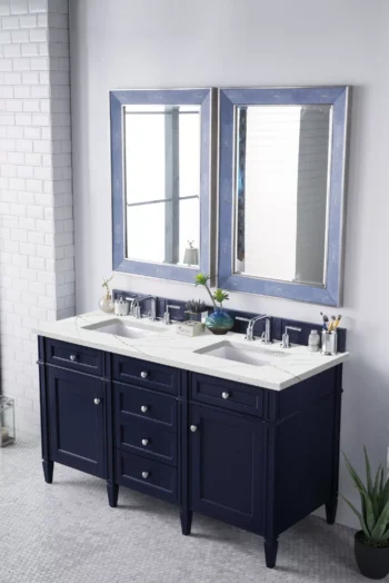 Brittany 60" Double Vanity, Victory Blue w/ 3 CM Ethereal Noctis Quartz Top - Image 3
