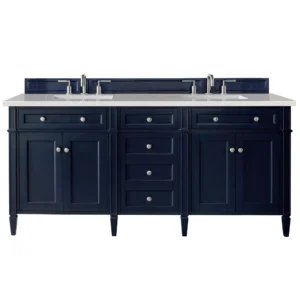 Brittany 72″ Double Vanity, Victory Blue w/ 3 CM Eternal Serena Quartz Top