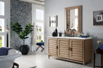 Portland 60" Single Vanity Whitewashed Walnut w/ 3 CM Ethereal Noctis Quartz Top - Image 3