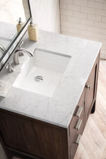 Addison 30" Single Vanity, Mid-Century Acacia w/ 3 CM Eternal Jasmine Pearl Quartz Top - Image 3