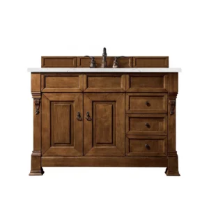 Brookfield 48″ Single Vanity, Country Oak w/ 3 CM Eternal Jasmine Pearl Quartz Top