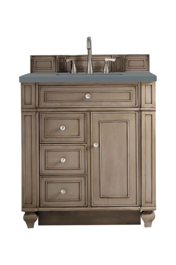 Bristol 30" Single Vanity, Whitewashed Walnut w/ 3 CM Cala Blue Top