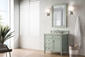 Brittany 36" Single Vanity, Sage Green w/ 3 CM Eternal Marfil Quartz Top - Image 3