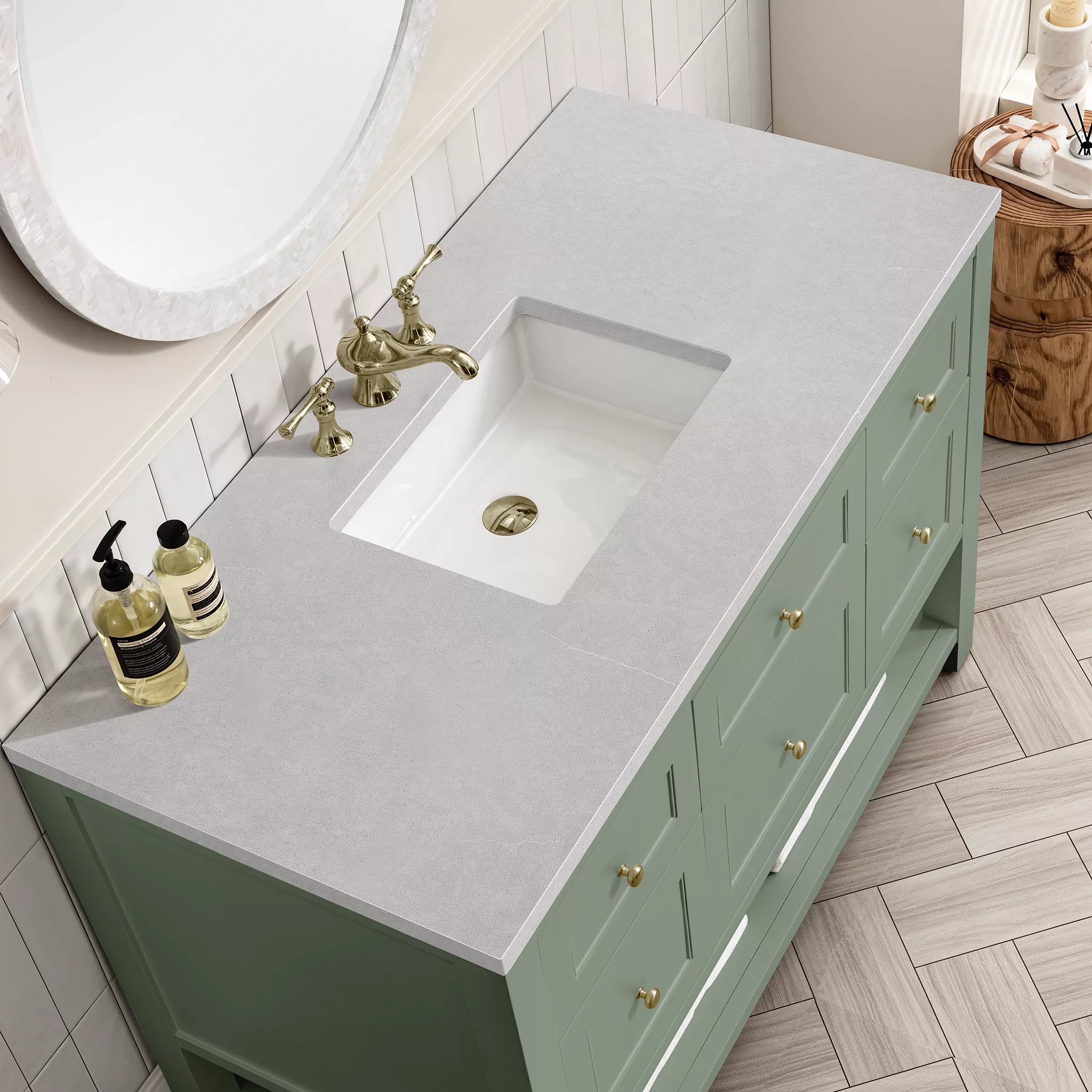 Breckenridge 48" Single Vanity, Smokey Celadon w/ 3 CM Eternal Serena Top - Image 5