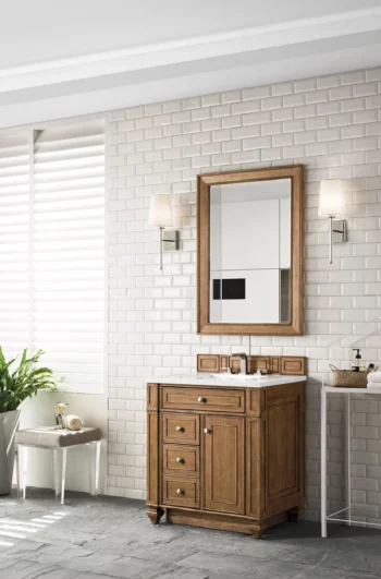 Bristol 30" Single Vanity, Saddle Brown w/ 3 CM White Zeus Quartz Top - Image 3
