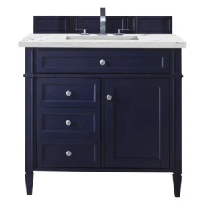 Brittany 36″ Single Vanity, Victory Blue w/ 3 CM Ethereal Noctis Quartz Top