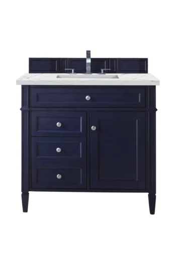 Brittany 36" Single Vanity, Victory Blue w/ 3 CM Ethereal Noctis Quartz Top