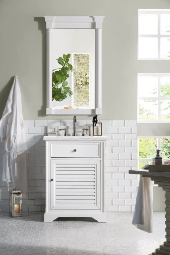 Savannah 26" Single Vanity, Bright White w/ 3 CM Arctic Fall Top - Image 2