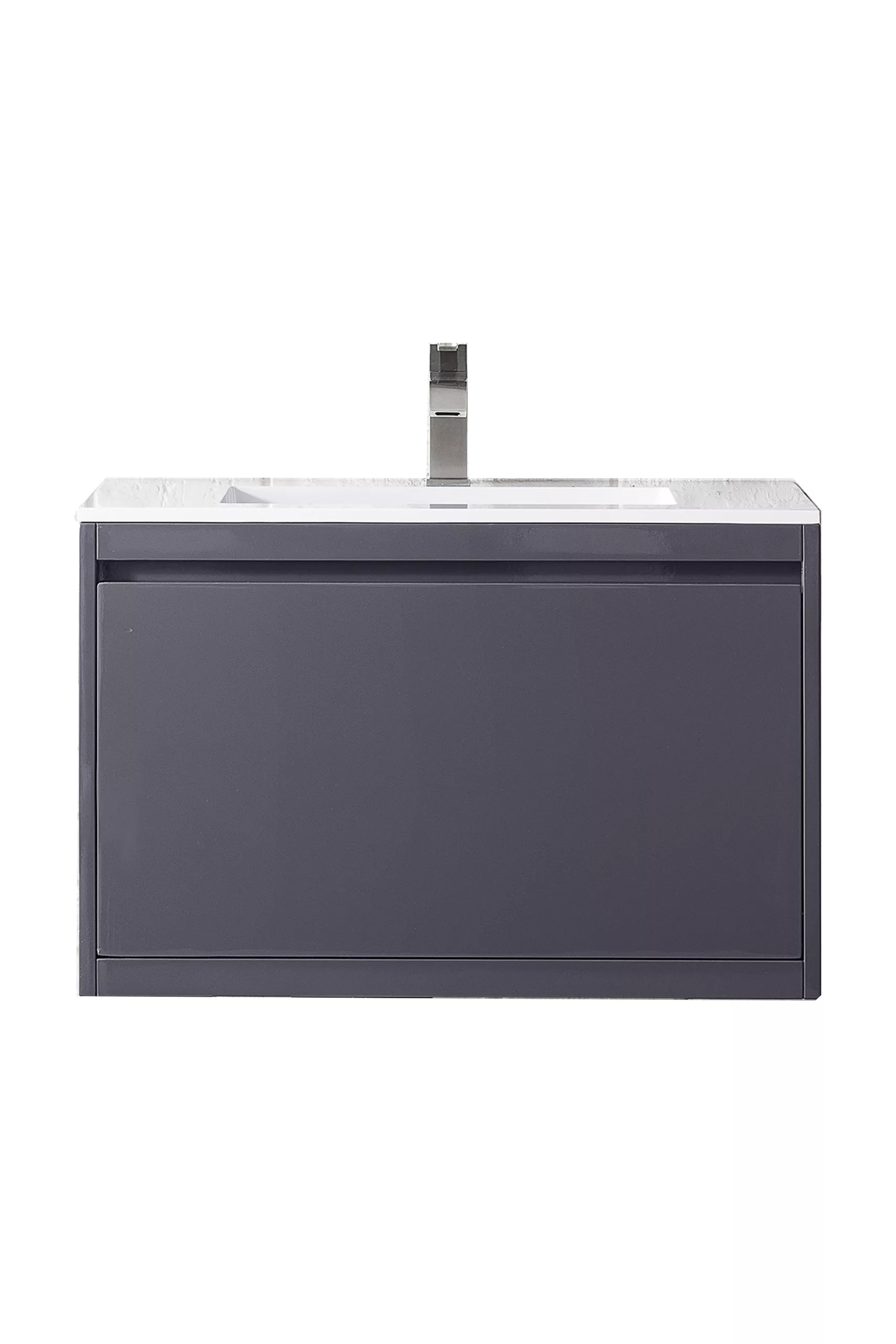 Milan 31.5" Single Vanity, Modern Gray Glossy w/ Glossy White Composite Stone Top