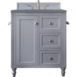 Copper Cove Encore 30″ Single Vanity, Silver Gray w/ 3 CM Cala Blue Top