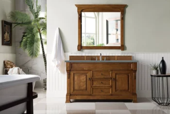 Brookfield 60" Single Vanity, Country Oak w/ 3 CM Cala Blue Top - Image 2