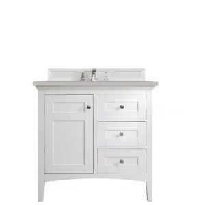Palisades 36″ Single Vanity, Bright White w/ 3 CM Eternal Serena Quartz Top