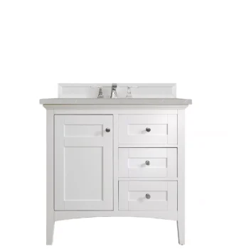 Palisades 36" Single Vanity, Bright White w/ 3 CM Eternal Serena Quartz Top