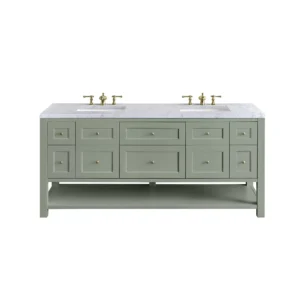 Breckenridge 72″ Double Vanity, Smokey Celadon w/ 3 CM Carrara Marble Top