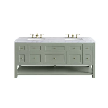 Breckenridge 72" Double Vanity, Smokey Celadon w/ 3 CM Carrara Marble Top