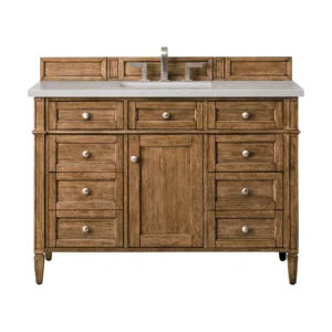 Brittany 48″ Single Vanity, Saddle Brown w/ 3 CM Eternal Serena Quartz Top