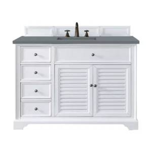 Savannah 48″ Single Vanity, Bright White w/ 3 CM Cala Blue Top