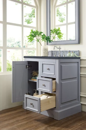 De Soto 30" Single Vanity, Silver Gray w/ 3 CM Charcoal Soapstone Quartz Top - Image 4