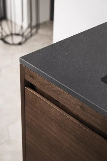 Mantova 35.4" Single Vanity, Mid-Century Walnut, Matte Black Base w/ Charcoal Black Composite Stone Top - Image 5