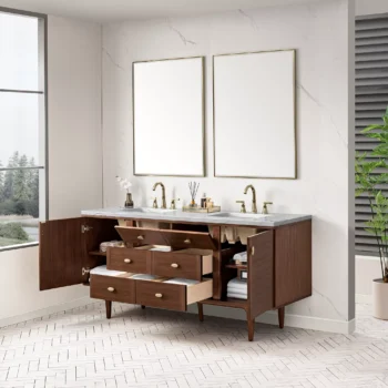 Amberly 72" Double Vanity, Mid-Century Walnut w/ 3 CM Ethereal Noctis Top - Image 7