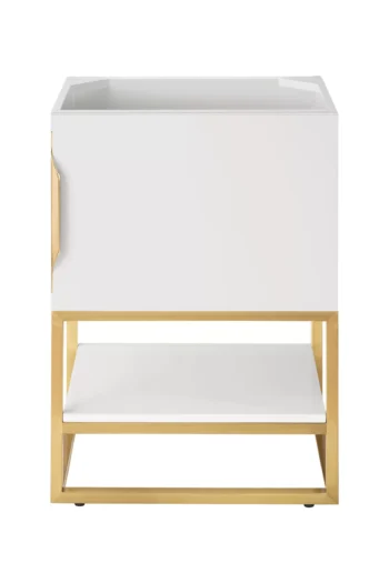 Columbia 24" Single Vanity Cabinet, Glossy White, Radiant Gold