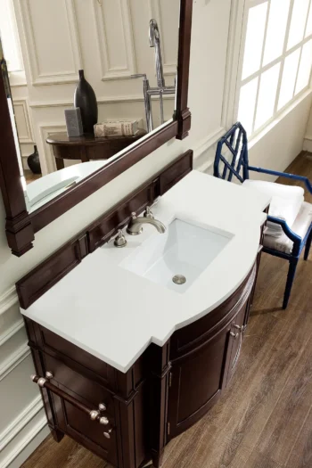 Brittany 46" Single Vanity, Burnished Mahogany w/ 3 CM White Zeus Quartz Top - Image 3